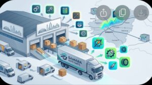 Современная иллюстрация с набором новых автозапчастей для статьи об обзоре брендов в Самаре